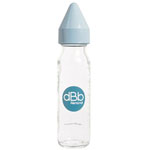 Biberon verre 240 ml dbb tétine caoutchouc bleu ciel pas cher