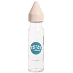 Biberon verre 240 ml dbb tétine caoutchouc rose pâle pas cher