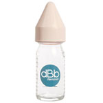 Biberon verre 110 ml dbb tétine caoutchouc rose pâle pas cher