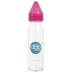Biberon verre 240 ml dbb tétine silicone rose fushia pas cher