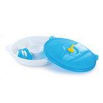 Assiette repas babyours avec couverts bleu pas cher