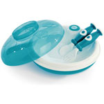 Assiette garde au chaud + couverts turquoise pas cher