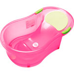 Baignoire bébé 0-6 mois + transat intégré rose translucide pas cher