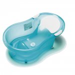 Baignoire bébé 0-6 mois + transat intégré turquoise translucide pas cher