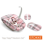 Set textile siège nouveau né tartan rose pas cher