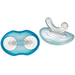Lot de 2 sucettes silicone de dentition 3 mois + bleu pas cher
