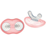 Lot de 2 sucettes silicone de dentition 3 mois + rose pas cher