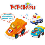 Jouets d'éveil bébé voiture tut tut bolides (police + van + camion) pas cher