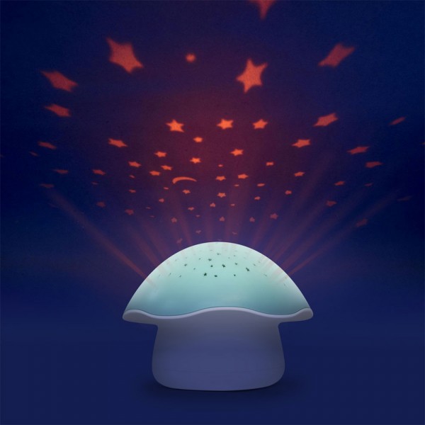 Veilleuse projection musical champignon bleu Pabobo