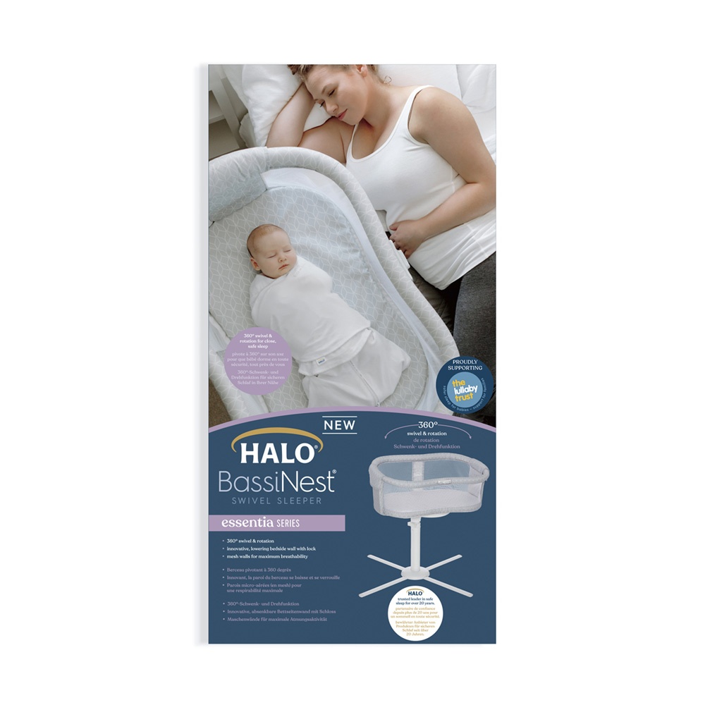 Berceau cododo pivotant 360° bassinest essentia de Halo sur allobébé