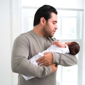 Gigoteuse d'emmaillotage été sleepsack 3-6 mois midnight moons blue Halo