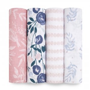 Lot de 4 maxi-langes en mousseline de coton flowers bloom Aden+anais essentials