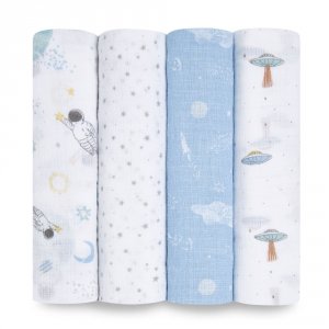 Lot de 4 maxi-langes en mousseline de coton space explorers Aden+anais essentials