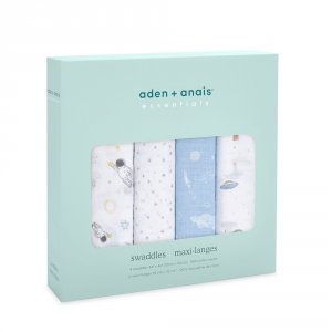 Lot de 4 maxi-langes en mousseline de coton space explorers Aden+anais essentials
