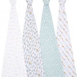 Lot de 4 maxi-langes alphabet et animaux Aden+anais essentials