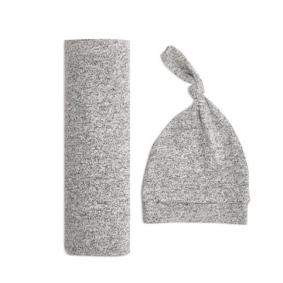 ADEN + ANAIS Coffret naissance bonnet et maxi lange heather grey