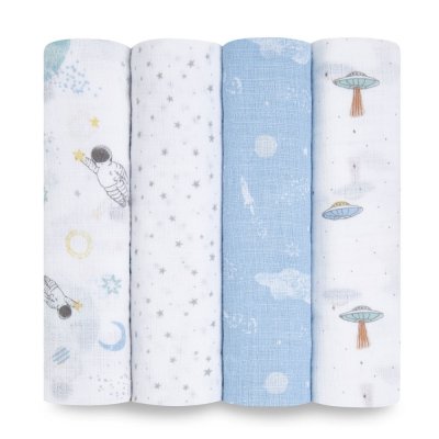 Lot de 4 maxi-langes en mousseline de coton space explorers