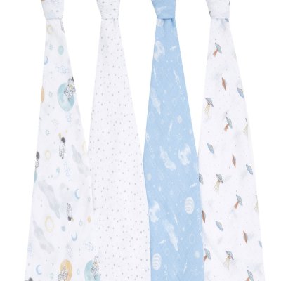 Lot de 4 maxi-langes en mousseline de coton space explorers