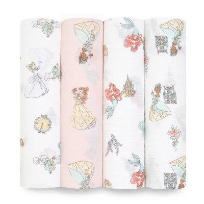 ADEN+ANAIS ESSENTIALS Lot de 4 langes en mousseline de coton 112x112 cm disney princesse