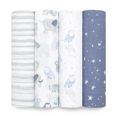 Lot de 4 maxi-langes en mousseline de coton time to dream