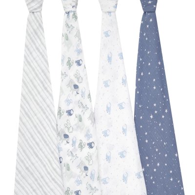 Lot de 4 maxi-langes en mousseline de coton time to dream