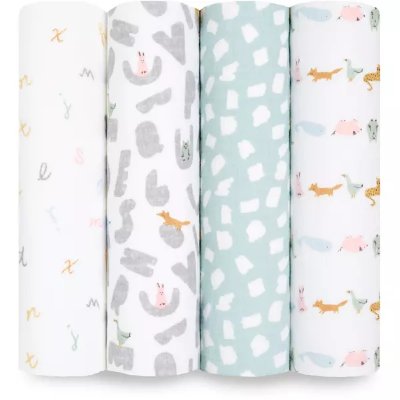 Lot de 4 maxi-langes alphabet et animaux