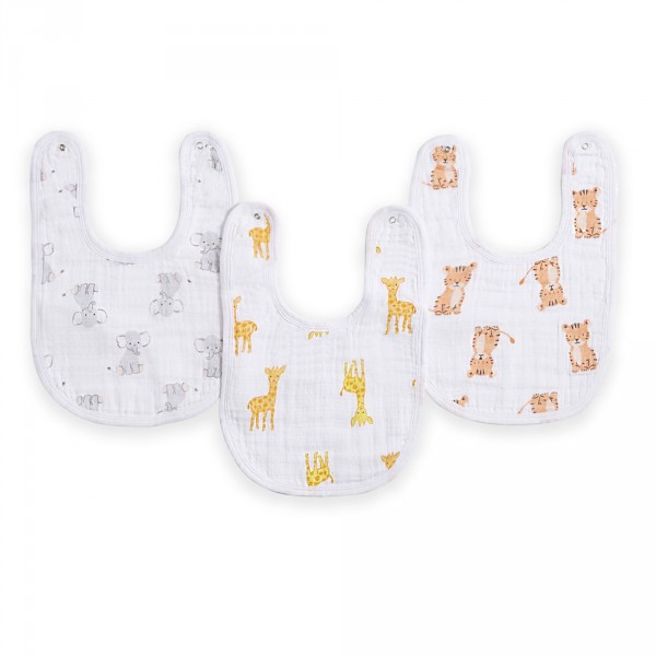 Lot de 3 bavoirs safari babies