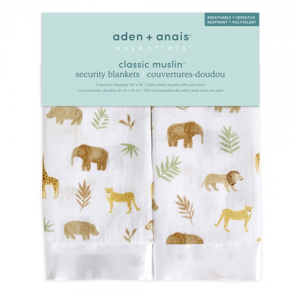 Lot de 2 couvertures-doudous en mousseline de coton tanzania Aden+anais essentials