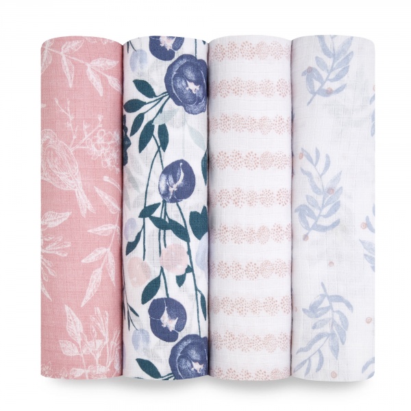 Lot de 4 maxi-langes en mousseline de coton flowers bloom Aden+anais essentials