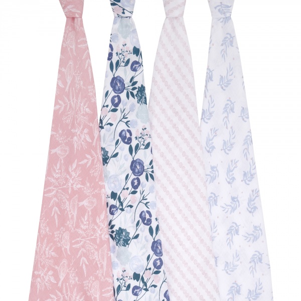 Lot de 4 maxi-langes en mousseline de coton flowers bloom Aden+anais essentials
