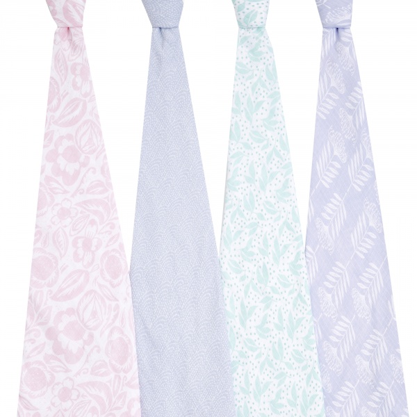 Lot de 4 langes en mousseline de coton damsel Aden+anais essentials