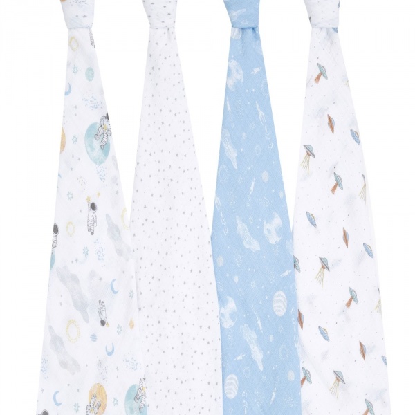 Lot de 4 maxi-langes en mousseline de coton space explorers Aden+anais essentials
