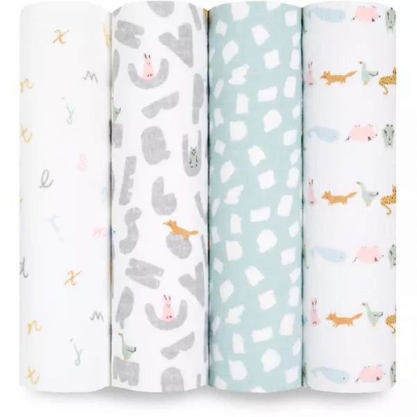 Lot de 4 maxi-langes alphabet et animaux Aden+anais essentials