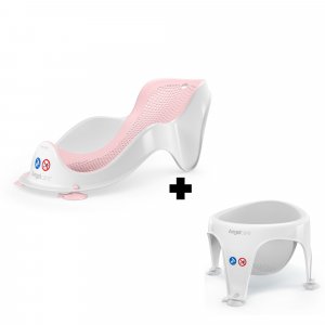 Transat de bain fit rose et anneau de bain gris Angelcare