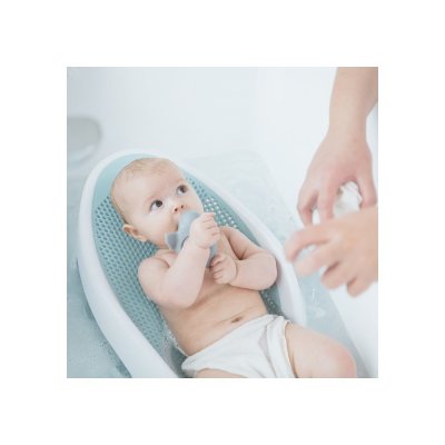 Transat de bain bébé blanc/bleu