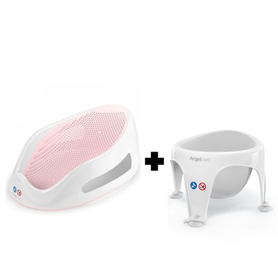 Transat de bain rose et anneau de bain gris