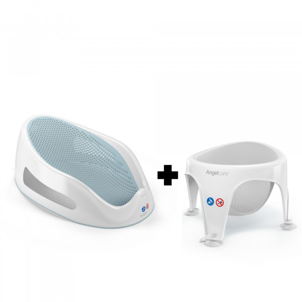 Transat de bain bleu et anneau de bain gris Angelcare