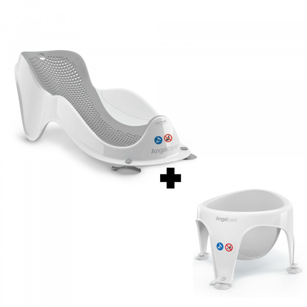 Transat de bain fit gris et anneau de bain gris Angelcare