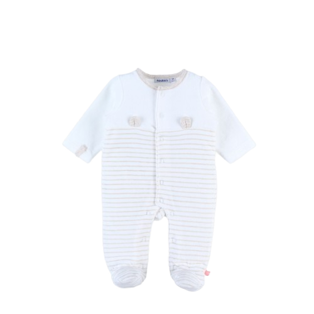 Pyjama bébé velours blanc 1 mois ouverture devant panda chao chao