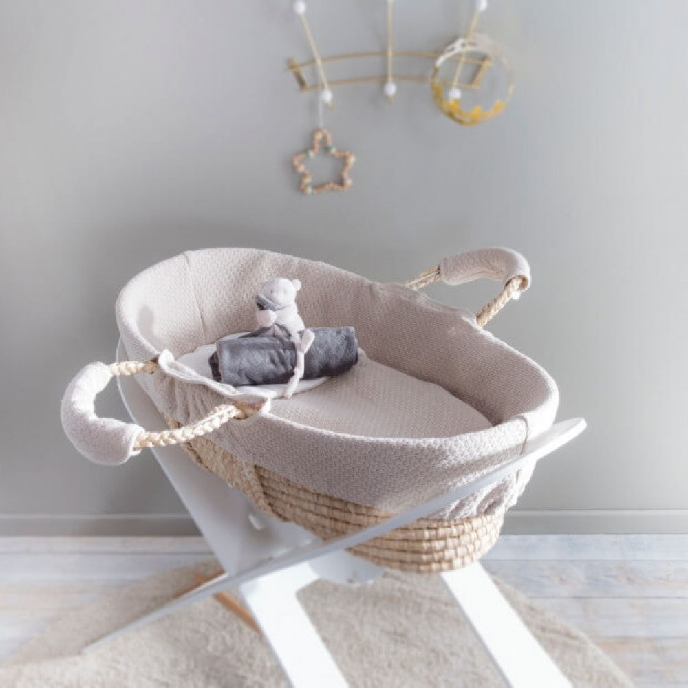 Ensemble couffin Moïse pour bébé avec pied & habillage rose