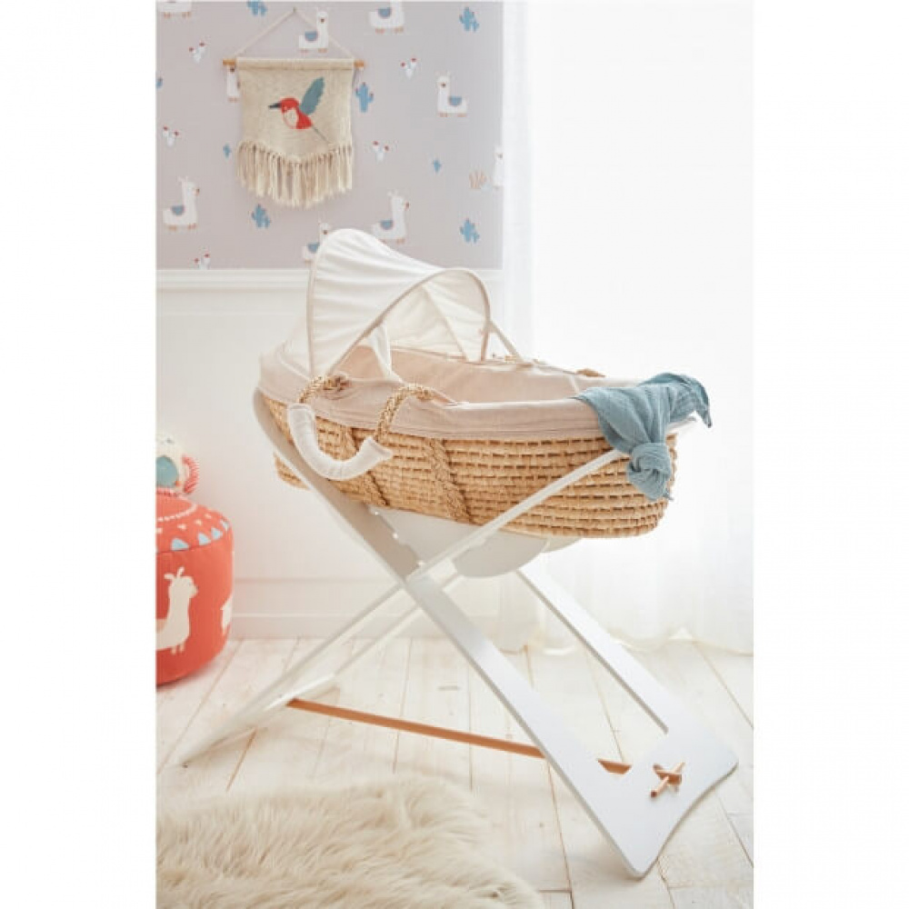 Support De Couffin Blanc Avec Barre De Support En Bois De Noukies Sur Allobebe
