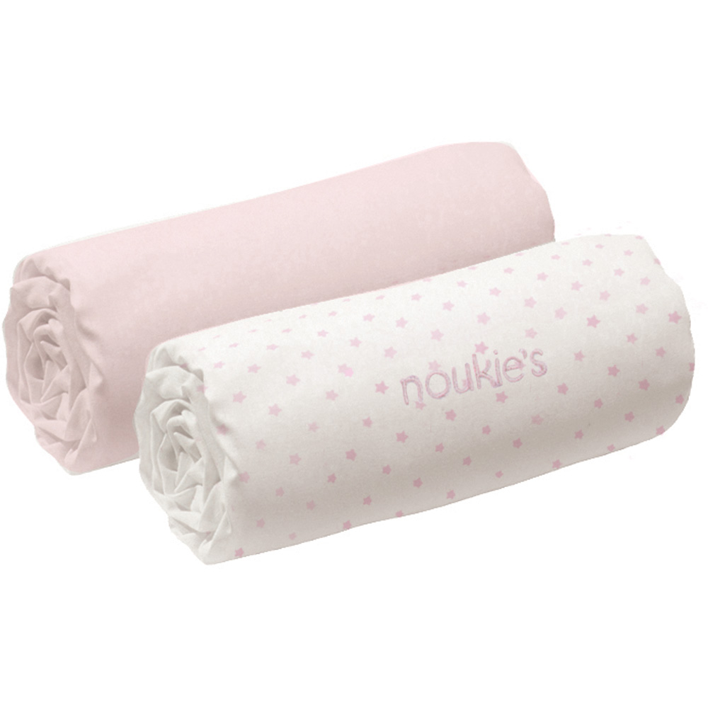 lot de 2 draps housse 70 x 140 cm rose cocon de noukies sur allobébé