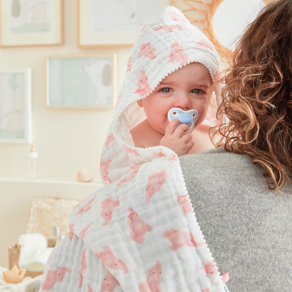 3 Bavoirs Mousseline Coton Bio Noukie's - Écru Et Rose - Lavable Machine, Pour Bébé 0-12 Mois