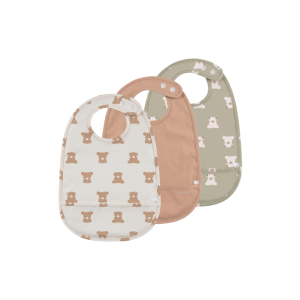 Lot de 3 bavoirs imperméables et poche récupératrice fluffy Noukies