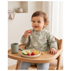 Bavoir imperméable à manches et poche récupératrice fluffy 6m+ Noukies