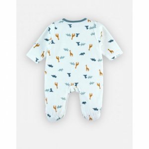Pyjama bébé velours blanc dinosaures et girafes 1 mois Noukies