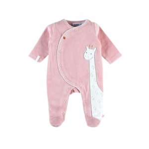 Pyjama bébé en velours girafe rose - 0 mois Noukies