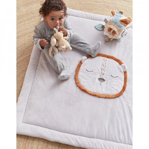 Tapis de jeu et de parc en veloudoux 75 x 95 cm babou gris Noukies