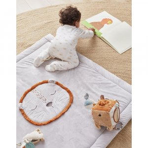 Tapis de jeu et de parc en veloudoux 75 x 95 cm babou gris Noukies