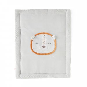 Tapis de jeu et de parc en veloudoux 100 x 100 cm babou gris clair Noukies